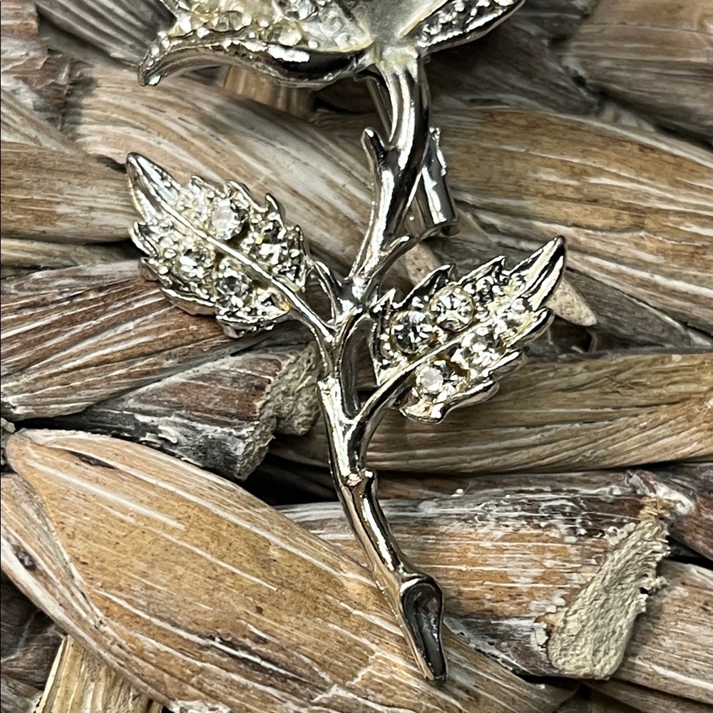 Vintage Rhinestone Rose Brooch‎ - Picture 3 of 5